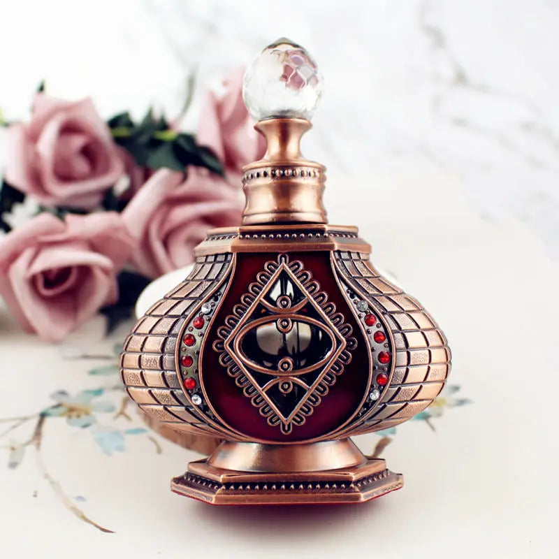12ml Antique Perfume Bottle Hollow Out Glass Essential Oil Bottle with Glass Dropper Empty Craft Decoration Gift