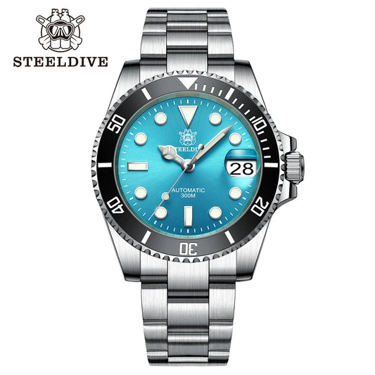SD1953 Turquoise Dial Stainless Steel NH35 Watch Steeldive 41mm STEELDIVE Brand Sapphire Glass Men Diver Watches reloj hombre